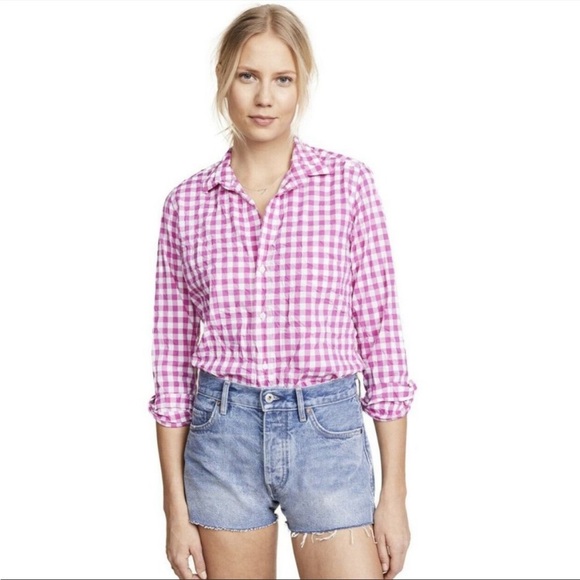 FRANK & EILEEN Pink Linen Gingham "Barry" Top - Picture 4 of 12